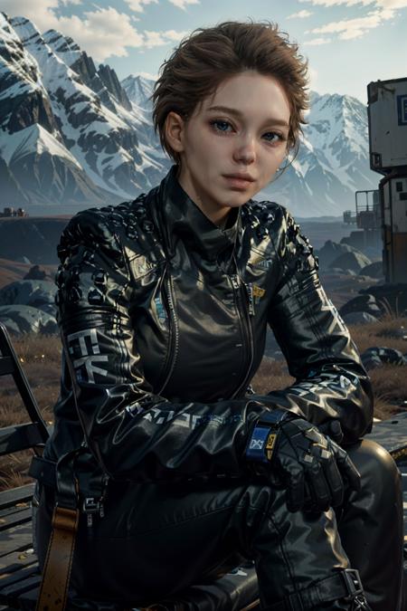 (masterpiece, best quality)
1girl, solo, looking at viewer, short hair, brown hair, gloves, sitting, jacket, outdoors, black jacket, chair, realistic, leather, leather jacket, FragileDeathStranding
<lora:epi_noiseoffset2:1>  <lora:add_detail:0.7>   <lora:FragileDeathStranding:0.9>