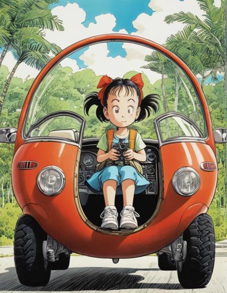 <lora:Akira_Toriyama_vehicle:1>  walking macha, 1girl inside the cockpit, cute, manga, hand drawing, full colour, outdoor background, <lora:add-detail-xl:1.2>, super detailed, complex, akira toriyama style, vehicle design, AT-ST style