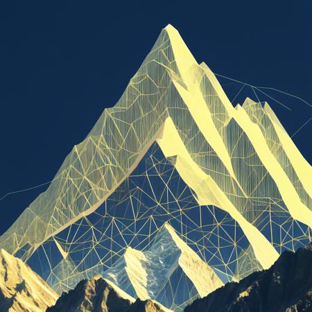 (prismascopes style:1) a computer generated image of a mountain with lines coming out of it <lora:djzPrismaScopesV21_LoraBooth:1>