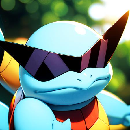 centered, award winning photo, (looking at viewer:1.2), | Squirtle_Pokemon, sunglasses, smug,
|  | bokeh, depth of field, cinematic composition, |
<lora:Squirtle_Pokemon:0.8>