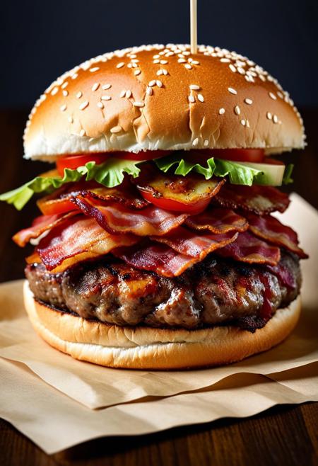 score_8_up. score_7_up, score_9, masterpiece, bacon organic burger,