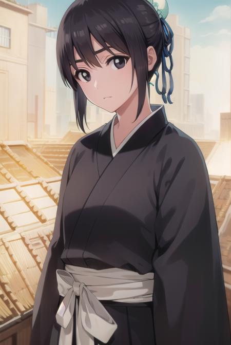 momohinamori, <lora:momohinamoriv2-lora-nochekaiser:1>,
momo hinamori, black hair, hair bun, single hair bun, bun cover, short hair, (black eyes:1.5),
BREAK long sleeves, japanese clothes, kimono, haori, black kimono, hakama, black hakama,
BREAK outdoors,
BREAK looking at viewer, (cowboy shot:1.5),
BREAK <lyco:GoodHands-beta2:1>, (masterpiece:1.2), best quality, high resolution, unity 8k wallpaper, (illustration:0.8), (beautiful detailed eyes:1.6), extremely detailed face, perfect lighting, extremely detailed CG, (perfect hands, perfect anatomy),