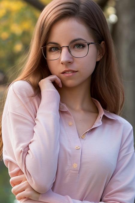 a photo of AM088_Altea_B, 25 years old woman in (thick frame glasses) weared (long-sleeve shirt:1.2) walking along the riverbank in the city, pretty face, close up, sharp focus, (intricate details:0.9), (hdr, hyperdetailed:1.2), (natural skin texture, hyperrealism, soft light, sharp)