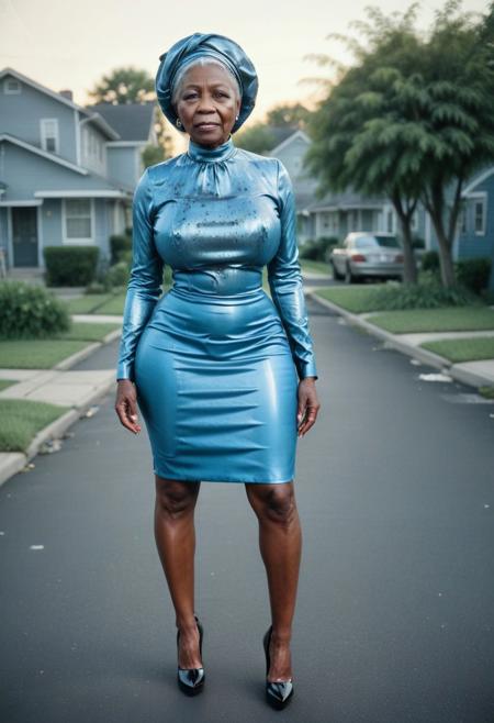 (a group of african american MILF women 80yo,  grandmother )  ultra realistic full body image of an elegant  honey-skinned African American woman wearing a church dress with her ass cheecks visible with platform heels. black asymetric short cut with a blue tint. light makeup. s at sunset.her mood is greatfull and unborhered. She is on (all fours:1.3) Residential Neighborhood. Dark Sci-Fi..(1910s (l( standing at  (dirty junky Residential Neighborhood:1.50)),
 faded film, desaturated, 35mm photo, grainy, vignette, vintage, Kodachrome, Lomography, stained, highly detailed, found footage
(petite:1.8) (massive breasts:1.8) (very high heels) (fully clothed business dress:1.9)
(dark areola,  (large nipples: 1.59)(large areola: 1.55) (elongated nipples: 1.29) (thick thighs:1.6)
BREAK (evil: smile1.5) (huge bottom:1.7)