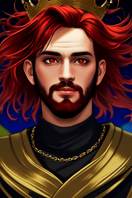 official art, unity 8k wallpaper, ultra detailed, beautiful and aesthetic, High quality, beautiful, masterpiece, best quality, (zentangle, mandala, tangle, entangle:0.6),1boy, male focus, beard, stubble, facial hair, multicolored hair, crown, god, (masculine), red eyes, (masterpiece, best quality, ultra-detailed, highres), ((solo)), perfect face, sidelighting, lustrous skin,(bloom), (shine), lighting, ray tracing, sci-fi,depth_of_field,very detailed background, highly detailed background, Masterpiece, Ultra detailed, great composition,Dynamic angle,(Highest picture quality), (Master's work), extreme light and shadow, masterpiece, rich in detail, (highest quality), (masterpiece), (extremely detailed CG unity 8k wallpaper),vivid colors, (masterpiece), water splash, wind swept, glitter,ultra sharp