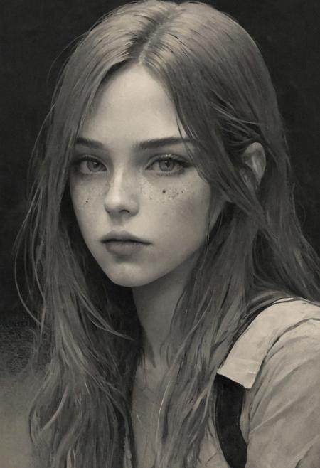 score_9, score_8_up, score_7_up, 1 girl, black cowboy hat, tight jeans, white crop top, torn knees, fantasy countryside background, blush, beautiful face, delicate features, blue eyes, freckles, blonde hair, long hair, pale, solo, large teardrop breasts, ample ass, shapely figure, concept art, realistic, ral-chrosc-bw, Style-Volumetric, VtmArt, MJgothic