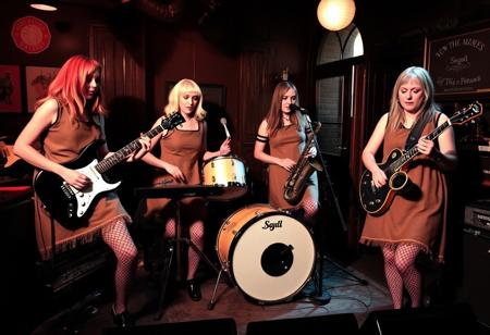 "The Idaho Potatoes", An all female 'New Wave band from Boise Idaho, Aoife on Guitar, Brigid on Drums, E.M. on Keyboards, Gwyneth on Saxophone, all dressed in old potato sacks and fishnet stockings, They are performing on stage in a small smoke filled pub in Birmingham England, somehow a 'producer' had seduced E.M. and left her pregnant-then abandoned them after he took all their money and left them in the middle of a Birmingham street, They hope to make it big in the coming decade (the 1980's), but Gwyneth is doubtful and is thinking about leaving the band,