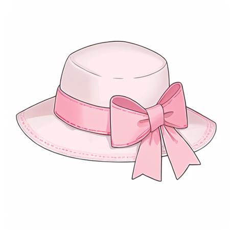 (masterpiece, top quality, best quality, official art, beautiful and aesthetic:1.2),(8k, best quality, masterpiece:1.2),(no humans),A hat with a pink bow on it,on a white background,with a white ribbon,solo,bow,no humans,pink bow,still life,<lora:äºæ¬¡åLORA-000012:0.8>,