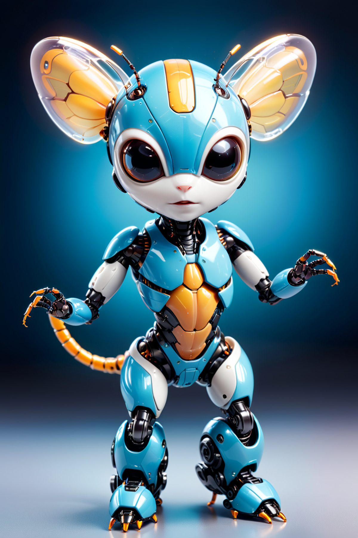 A Blue and Yellow Robotic Mouse Toy.