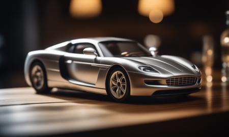 cinematic film still <lora:silvercarvingcd_xl-000005:0.3>,a handmade model toy of a modern sports car made of (silvercarvingcd_xl,silver:1.3,silver carving,shiny:1.3) on table,no humans,tilt-shift,indoors,supercar,wooden table,cutie,cute,still life,front view,looking at viewer . shallow depth of field, vignette, highly detailed, high budget, bokeh, cinemascope, moody, epic, gorgeous, film grain, grainy, 8K, HDR, UHD, masterpiece, best quality, highly detailed, high resolution, finely detail, extremely detailed, ultra detailed, wallpaper