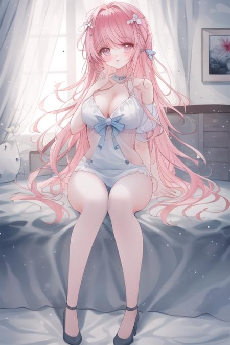 <lora:TanDo-style-LoRA_v1.0:0.7>
pink hair, pink eyes, bed, sitting, masterpiece, best quality, highly detailed