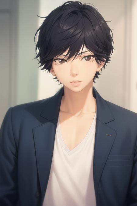 mabuchi_kou black hair brown eyes school uniform shirt jacket necktie