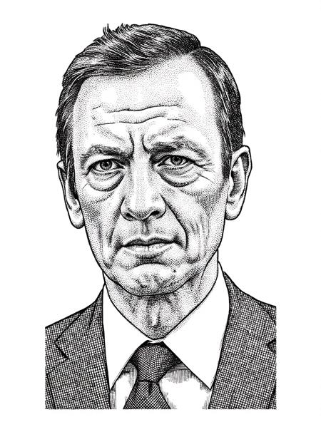 WSJ Portrait, a black and white drawing of a