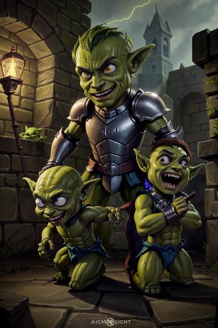 2boys evil green skin goblins intricate armor dark damp stone dungeon
(masterpiece:1.2) (best quality) (illustration) (intricate details) (8k) (cinematic lighting) (sharp focus)