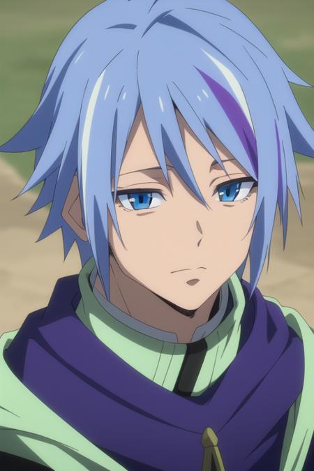 dino_tensei_shitara blue hair blue eyes streaked hair multicolor hair purple hair