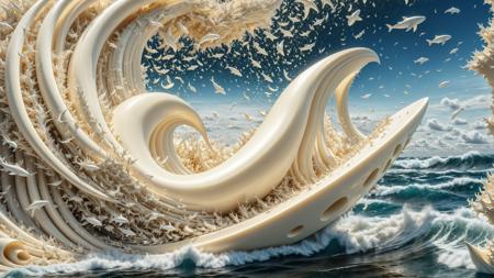 A pulsating, shapeless mass of ivory, hovering above a sea of static and distorted light, photorealistic, sharp focus, 8k, best quality, unsettling atmosphere, abstract art.