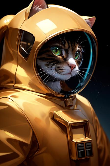 <lora:Lqg:0.7> cat animal astronaut side portrait in LQDGOD style