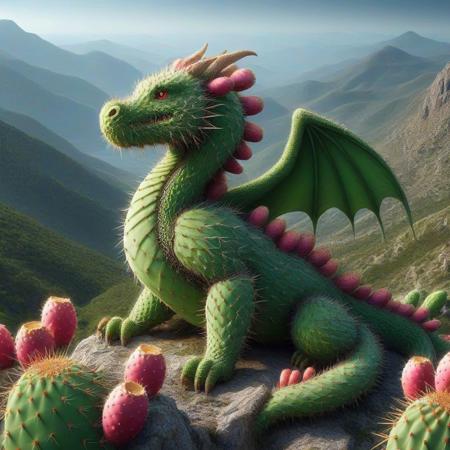 dragon in a mountain  <lora:Prickly Pear Style v1:1>, Prickly Pear Style,