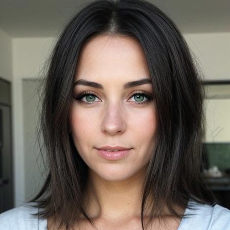 1girl. dark green eyes, black long hair