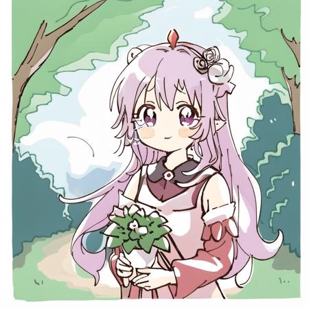 1girl, bangs, bare_shoulders, blue_sky, blunt_bangs,braid, breasts, bush, closed_mouth, cloud, cloudy_sky, crown_braid, day,detached_sleeves, emilia_\(re:zero\), eyebrows_visible_through_hair, flower, forest, garden, gem, grass, hair_flower, hair_ornament, hair_ribbon, house, long_hair, looking_at_viewer, nature, outdoors, park, path, pointy_ears, purple_eyes, purple_ribbon, ribbon, road, silver_hair, sky, smile, solo, tears, tree, white_flower, x_hair_ornament <lora:namoridane-0000012:1>