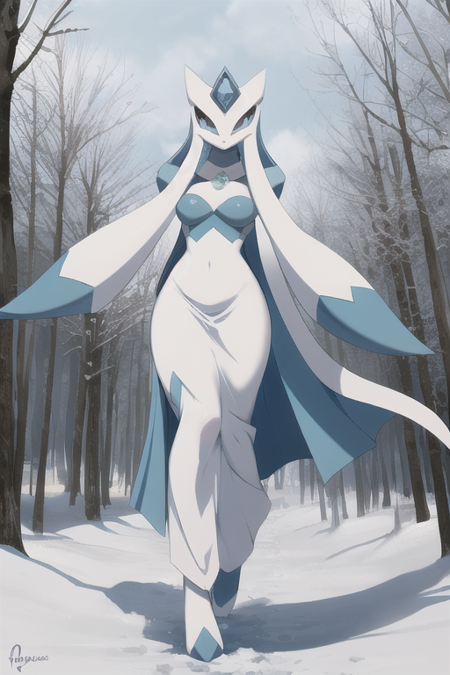 froslass, female, pokemon, fancy, full body, in a blizzard