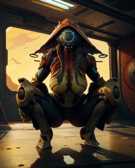 Ivara,helmet,
squatting,
large breasts,
solo,space cabin,indoors,science fiction,
(insanely detailed, masterpiece, best quality),<lora:Ivara-10WFv8:0.8>,