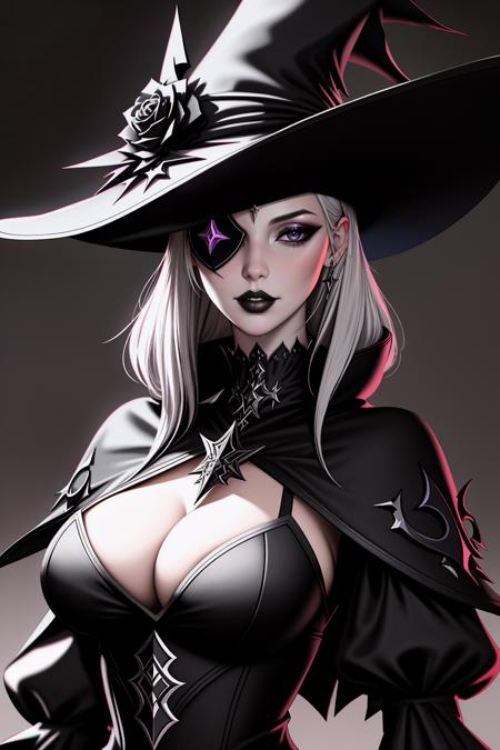 ((Masterpiece, best quality)), edgQuality,bimbo,glossy,
edgBlkMage, a woman in a black dress wearing an eyepatch , wearing edgBlkMage
<lora:edgBlackMage:1>