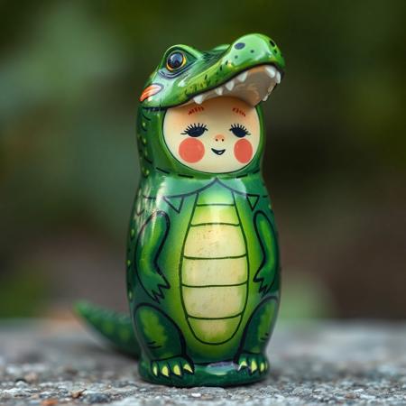 a crocodile matryoshka doll, no humans