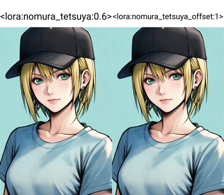 nomura tetsuya, masterpiece, best quality, 1girl, aqua eyes, baseball cap, blonde hair, closed mouth, earrings, green background, hat, hoop earrings, jewelry, looking at viewer, shirt, short hair, simple background, solo, upper body, yellow shirt <lora:nomura_tetsuya:0.6>