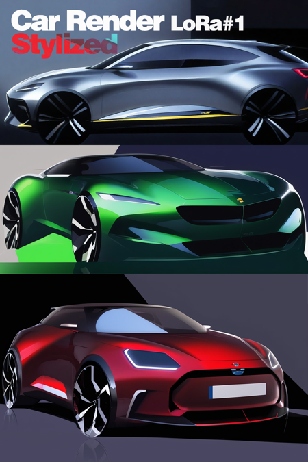 Car 2D Rendering (highly stylized) for Automotive design v1.0