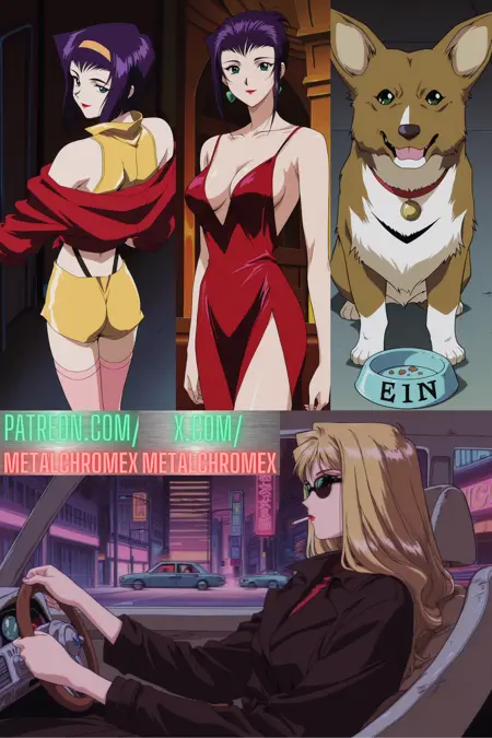 Faye Valentine, Julia, and Ein (Cowboy Bebop) - Commission!