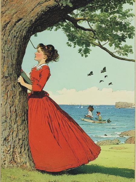 <lyco:RandolphCaldecott:1.0> agirl, by Randolph Caldecott, UHD,