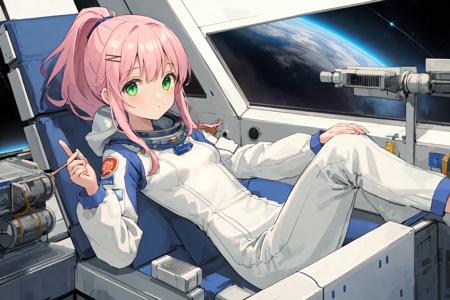 (masterpiece, best quality:0.5),
sci-fi, milky way, space station (interior:1.2), strategy view, (weightlessness:0.8)
BREAK
beautiful girl, tender, neat, curiosity,
pilot suit, hair pin, ponytail, small breasts
BREAK
pink hair, light green eyes