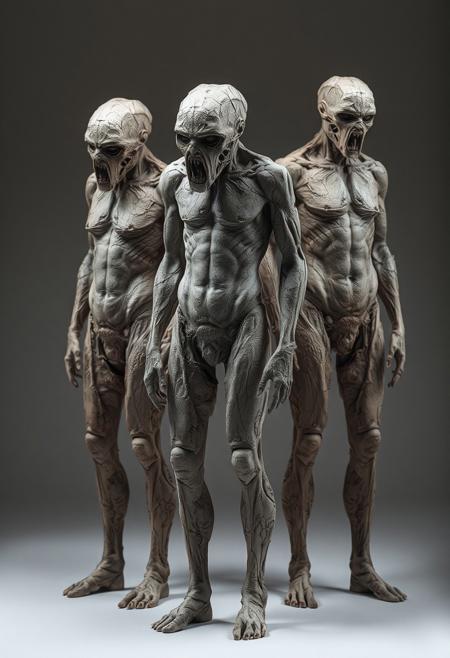 human bodies, raw, unrefined textures, harsh and angular forms, abstract figures, distorted anatomy, minimalist design, geometric shapes, rough edges, primal and industrial aesthetic, concrete-like skin, exaggerated muscles, stark lighting, monochromatic tones, dystopian vibe, sculptural appearance, unsettling, high resolution, photorealism, (severe expression:1.3), (raw materials:1.4), (emphasis on form:1.2), minimal details, (blurry:-1.2), (ugly:-1.3), (cartoonish:-1.1), (smooth surfaces:-1.4), (polished:-1.3), (low quality:-1.2), (overly ornate:-1.5), (disjointed anatomy:-1.3), (soft lighting:-1.2), (vibrant colors:-1.4), (noisy:-1.1), (bad composition:-1.3)