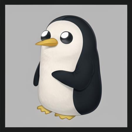 <lora:gunther:0.7> gunther, penguin, solo focus, masterpiece, high quality, no humans, solo, simple background, full body, no humans, border, black background, black border, animal focus