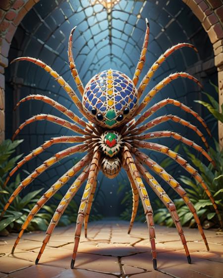 Energizing Breathtaking Spider, <lora:Zellij-000009.safetensors:1> zlj-xl