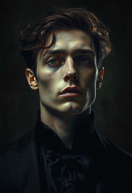 style of Helene Schjerfbeck,  (gothic male portrait:1.1), intricate, (elegant expression:1.1), (soft lighting:1.1), (subtle shadows:1.1)