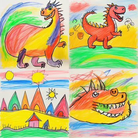 <lora:children's drawing1.5v1:1>childern's drawing,dragon,