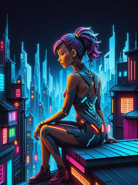 Neon Cyberpunk Papercut [FL/IL/XL] SDXL Style 2