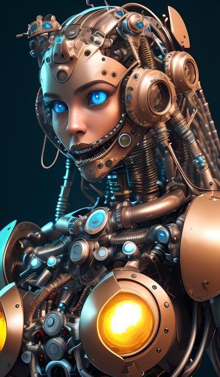 1mechanical girl,((ultra realistic details)), portrait, global illumination, shadows, octane render, 8k, ultra sharp,metal,intricate, ornaments detailed, cold colors, egypician detail, highly intricate details, realistic light, trending on cgsociety, glowing eyes, facing the camera, neon details, mechanical limbs, mechanical vertebra attaching to back,mechanical cervial attaching to neck,sitting,wires and cables connecting to head, gigantic breasts, cleavage, bursting breasts, brunette hair, wide angle, huge ass, worm monster with a lot of teeth swallowing woman's head, abstract art, pixel art