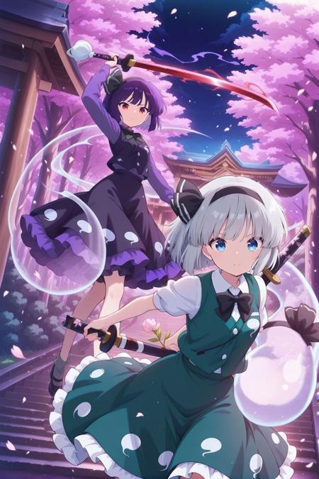 Youmu Konpaku (Touhou Project) & Youmu (Mysterious Sword Master) Illustrious V2
