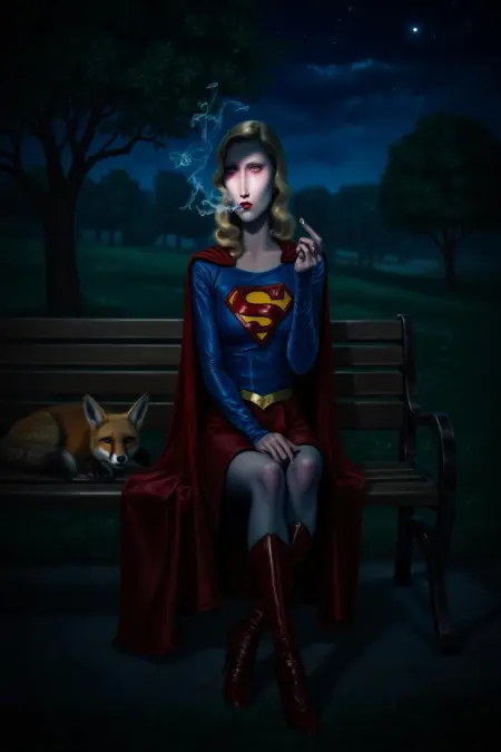 The Long Face Kiss Goodnight: Modern/Contemporary Surrealist Film Noir Femme Fatale Portrait Style