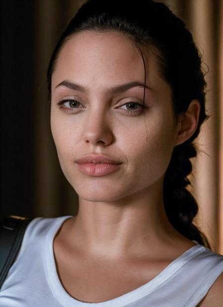 RAW photo, skswoman, (high detailed skin:1.2), 8k uhd, dslr, soft lighting, high quality, film grain, Fujifilm XT3, <lyco:Lara Croft Jolie:1.1>
