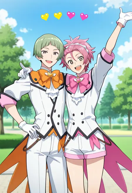 Ryuu Zaou " 蔵王 立"  /  Io Naruko "鳴子 硫黄 " from Cute High Earth Defense Club LOVE "美男高校地球防衛部"
