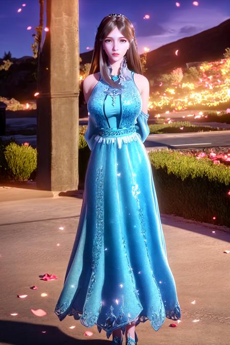 (8k, RAW photo, best quality, masterpiece:1.2),(solo),
(super realistic, photo-realistic:1.3), ultra-detailed, extremely detailed cg 8k wallpaper,
(crystalstexture skin:1.2), (extremely delicate and beautiful),indoors,(((blue dress))),long dress,smile,(((very long dress))),
movie theater, film grain,cinematic lighting,feathered ,reflection light,beautiful detailed water,beautiful detailed sky,
(cherry blossoms, cloud, looking at viewer, night, night sky, starry sky, star sky, sky, rose petals, petals, outdoors),
20d, (full body:1.2),the composition should be bathed in the warm,pantyhose, princess shoes,
(((arms behind back))),he composition should be bathed in the warm,
1girl,,nice hand,perfect hand,  long_hair, solo, very_long_hair,shiny hair,
(full shot), (breasts,medium_breasts, ),looking_at_viewer, nrrhd,   <lora:GoodHands-vanilla:1> , <lora:ysnrr:0.8>