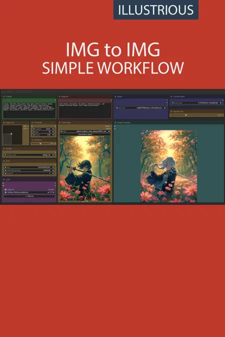 IMG to IMG simple workflow illustrious-SDXL | UPSCALE | LORA | CIVITAI Metadata