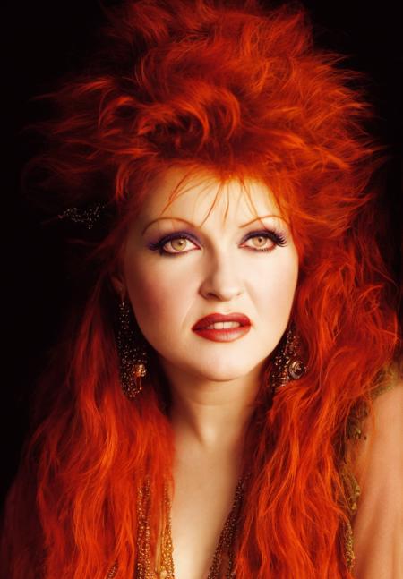 cyndi lauper 1980s, (sharp focus:1.2), photo, attractive young woman, (beautiful face:1.1), detailed eyes, luscious lips, (smokey eye makeup:0.85), (medium breasts:1.0), (athletic body:1.2), (wavy hair:1.2), wearing (maxi dress:1.2) on a (cliffside:1.2). (moody lighting:1.2), depth of field, bokeh, 4K, HDR. by (James C. Christensen:1.2|Jeremy Lipking:1.1).