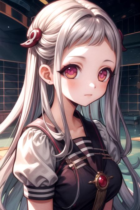 nene_yashiro grey hair pink eyes long hair