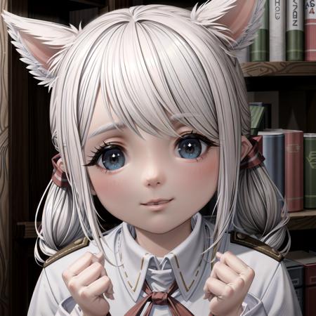 ffxiv,miqo'te,catgirl,riqi-tio,(perfect hands),white hair,twintails,animal ears,blue eyes,smile,smirk,learning in a preschooler classroom,kindergarten uniform,school hat,kindergarten bag,(dynamic pose),perfect hands,waving,
((best quality,masterpiece)),(complex detailed background),volumetric lighting,realistic shadows,
<lyco:envybetterhandsLocon:1>,<lora:riqi-tio:0.5>,<lora:add_detail:0.6>