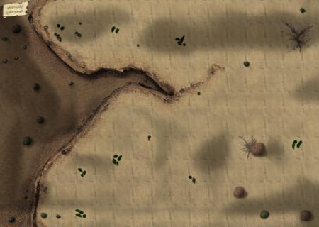 a map of a desert area with rocks and trees, <lora:desertplus-10:1>